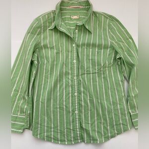 Y2K American Eagle green and white pinstripe button down